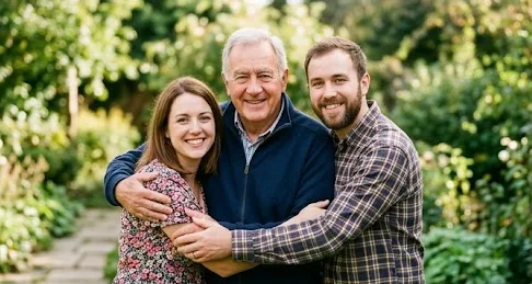 A family together in a garden